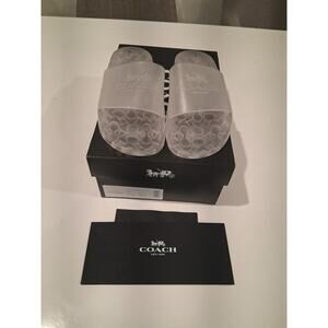 New Coach Ulyssa Rubber Slides Clear Transparent Monogram Sandals Women’s Size 9